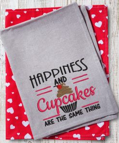 Happiness and Cupcakes Embroidery Design