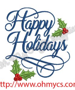 Happy Holidays Embroidery Design