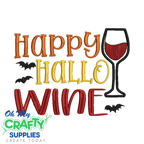 Happy Hallo Wine Embroidery Design
