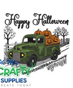 Happy Halloween Truck Embroidery Design