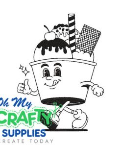 Happy Ice Cream Embroidery Design