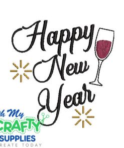 Happy Near Year 2023 Wine Embroidery Design