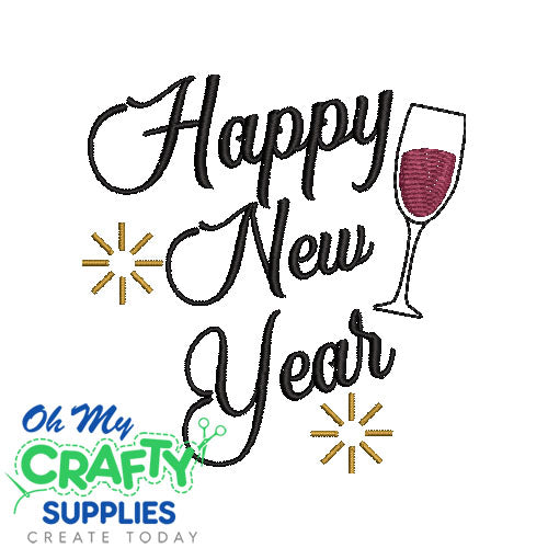 Happy Near Year 2023 Wine Embroidery Design