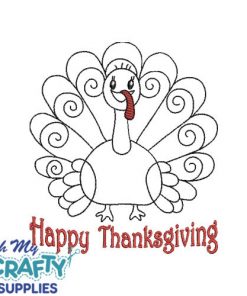 Happy Turkey Embroidery Design
