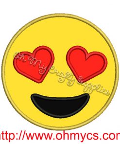 Heart Eyes Emoji Applique Design