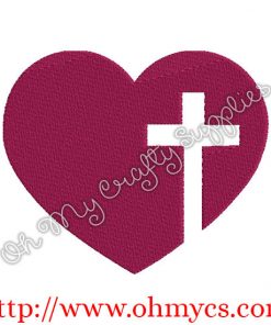 Heart Cross Embroidery Design