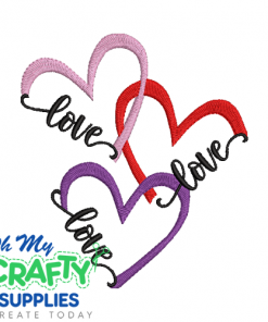 Heart Love Trio 25 Embroidery Design