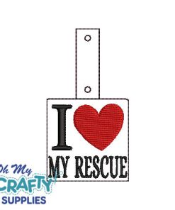 I Heart MY Rescue Key Fob Embroidery Design