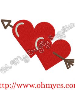 Hearts with Arrow Embroidery Design