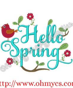 Hello Spring Embroidery Design