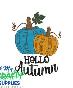 Hello Autumn Pumpkins Embroidery Design