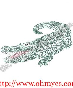 Henna Alligator Embroidery Design