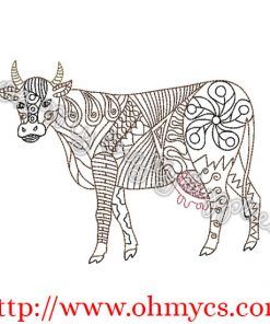 Henna Cow Embroidery Design