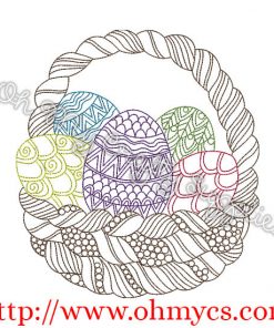 Henna Easter Egg Basket Embroidery Design