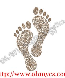 Henna Feet Print Embroidery Design