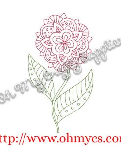 Henna Flower with Stem Embroidery Design