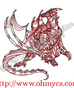 Henna Flying Dragon 3 Embroidery Design