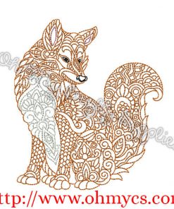 Henna Full Body Fox Embroidery Design