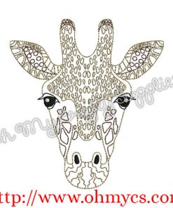 Henna Giraffe Head Embroidery Design