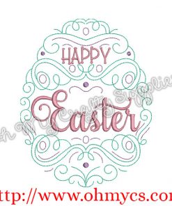 Henna Happy Easter Egg Embroidery Design