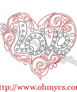 Henna Heart Love Embroidery Design