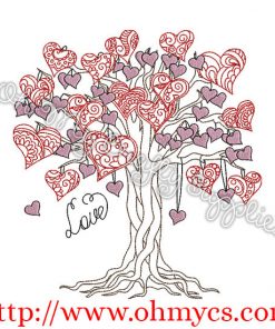 Henna Heart Tree Embroidery Design
