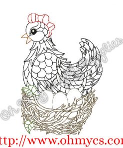 Henna Hen Embroidery Design