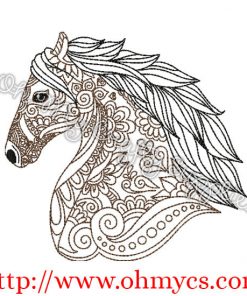 Henna Horse Head Embroidery Design