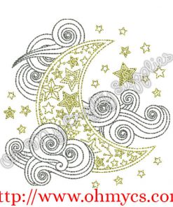 Henna Moon Embroidery Design