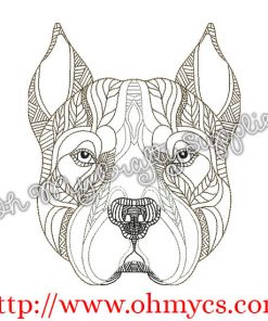 Henna Pit bull Embroidery Design