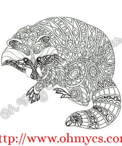 Henna Raccoon Embroidery Design