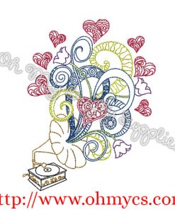 Henna Record Player Embroidery Design