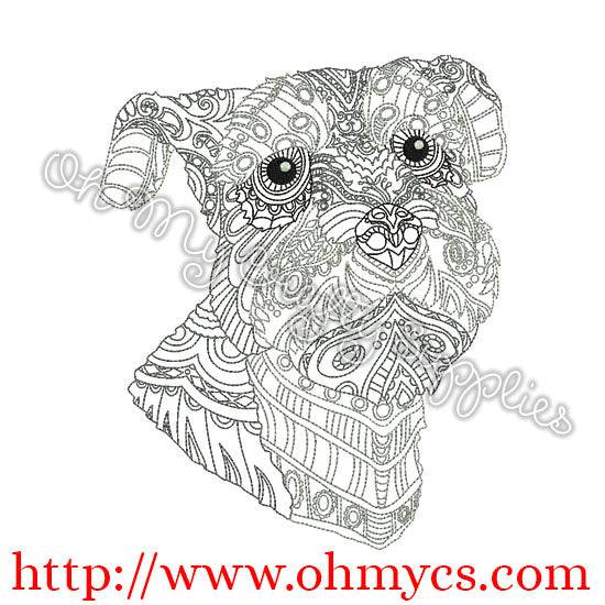 Henna Schnauzer Embroidery Design