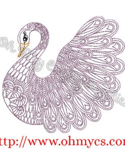 Henna Swan Embroidery Design