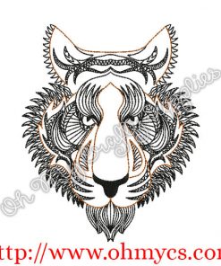 Henna Tiger Embroidery Design