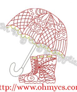 Henna Umbrella and Rain Boots