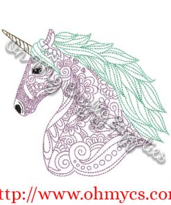 Henna Unicorn Embroidery Design