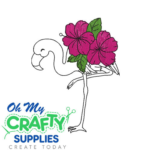 Hibiscus Flamingo Embroidery Design