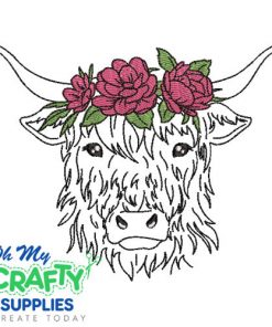 Highland Cow Floral 88 Embroidery Design