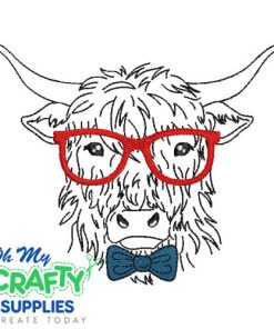 Highland Cow Glasses 88 Embroidery Design