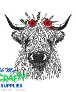 Highland Cow Sketch 34 Embroidery Design
