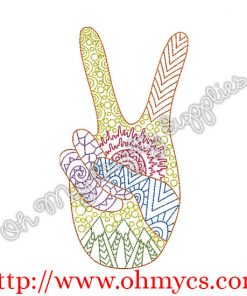 Henna Hippie Peace Sign Embroidery Design