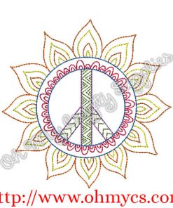 Henna Hippie Peace Sun Embroidery Design