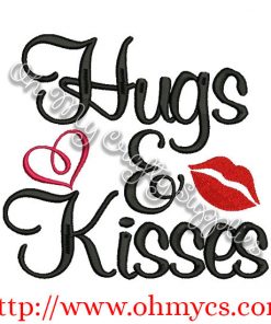 Hugs and Kisses Embroidery Design