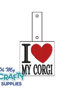 I Heart MY Corgi Key Fob Embroidery Design