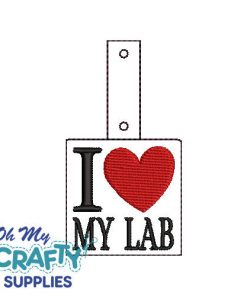 I Heart MY Lab Key Fob Embroidery Design