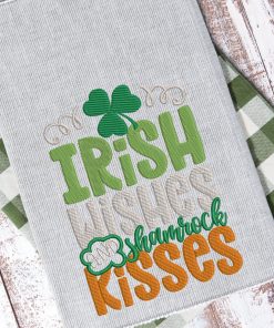 Irish Wishes Shamrock Kisses Embroidery Design