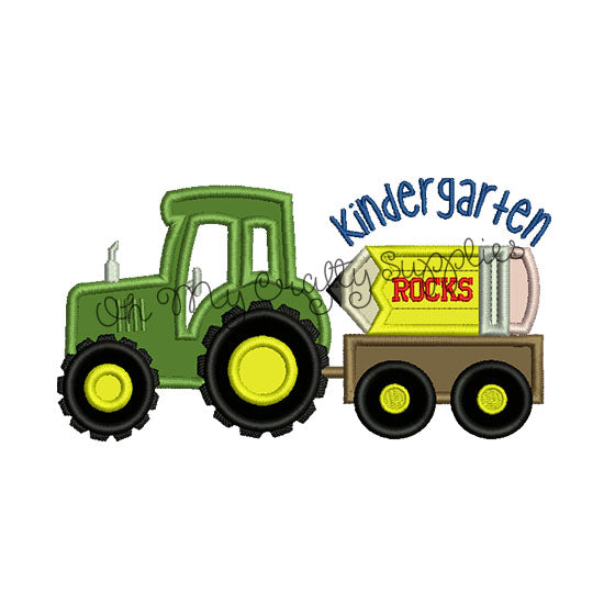 Kindergarten Tractor Applique Embroidery Design