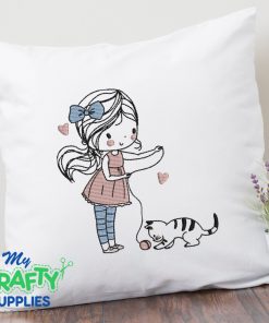 Kitty Play Time Embroidery Design