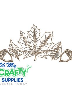 Leafy Acorn Sketch 812 Embroidery Design